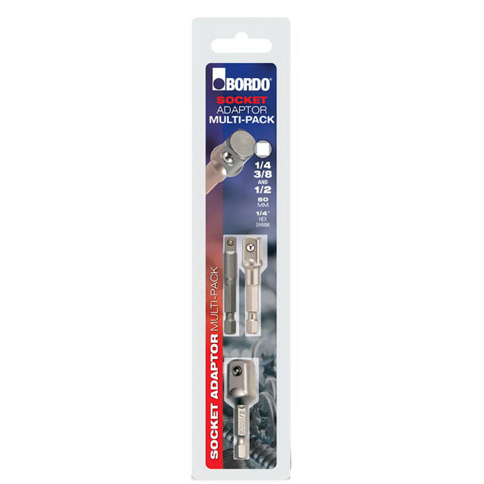 1/4in 3/8in 1/2in x 50mm 3-Piece Socket Adapter Set 1/4in 3/8in 1/2in x 50mm 3-Piece Socket Adapter Set
