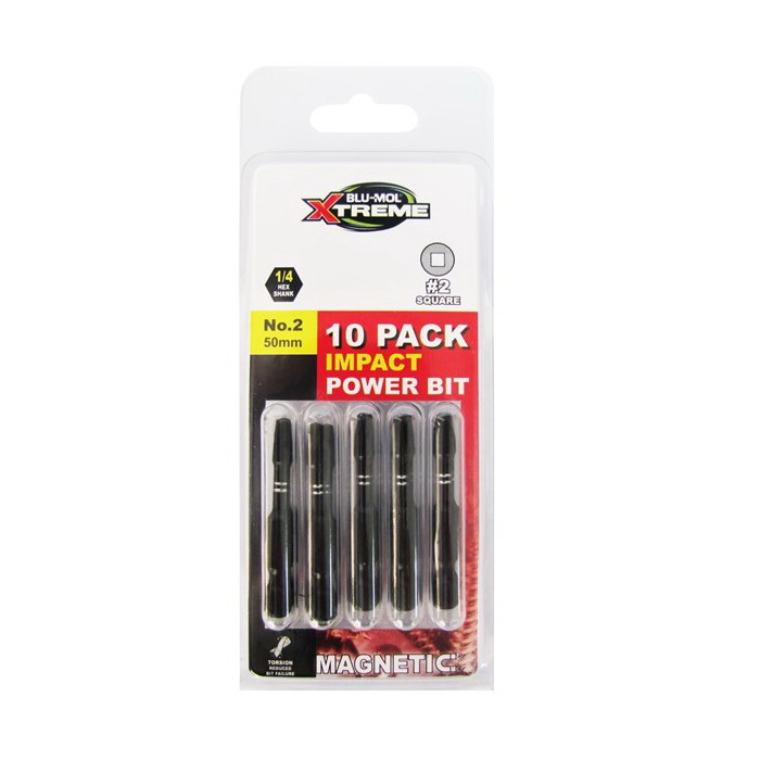 Xtreme SQ2 x 50mm Impact Power Bit 10 Pack Xtreme SQ2 x 50mm Impact Power Bit 10 Pack