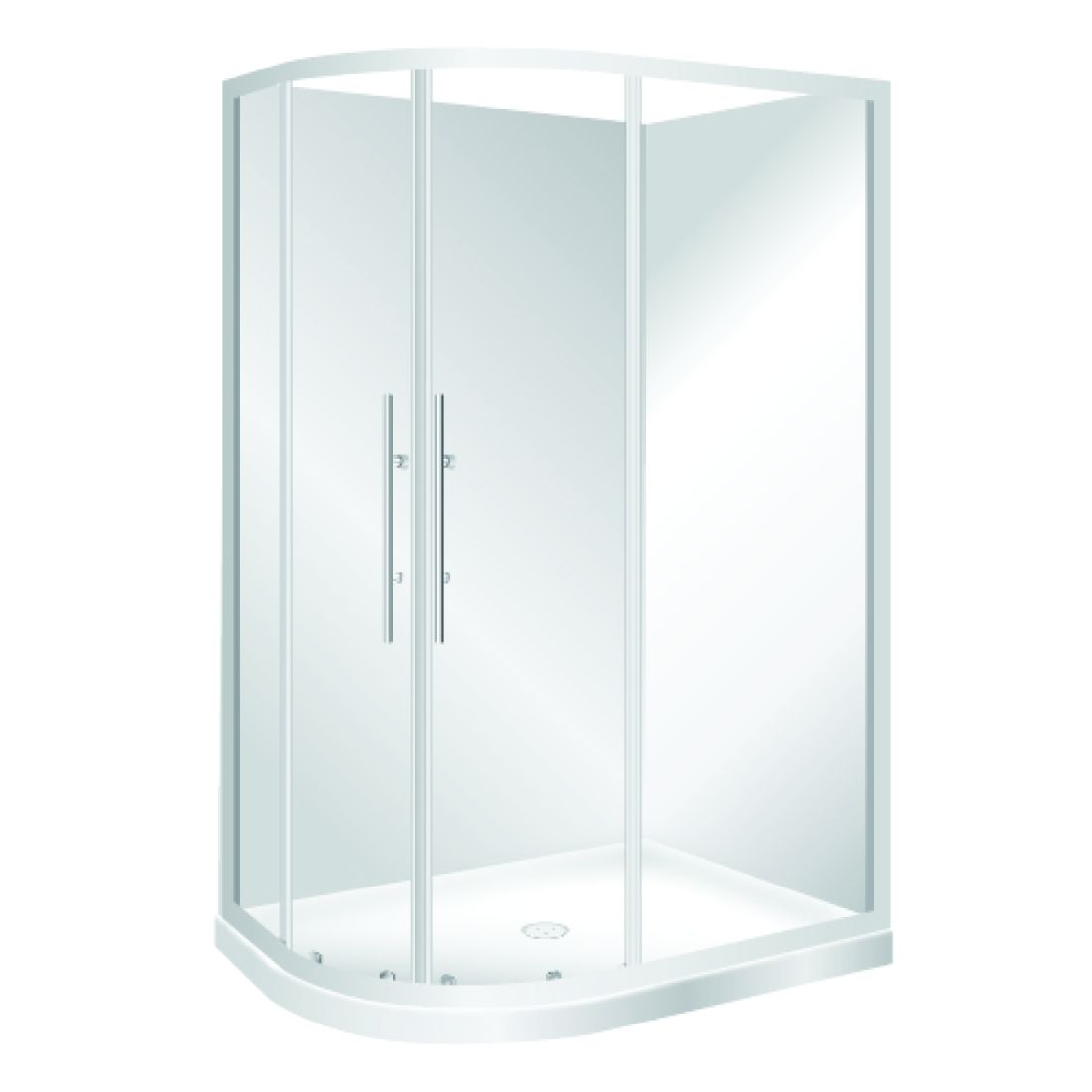 Curvato Corner Shower Round Right Hand Flat Wall 900 x 1200mm White CR12X9WHFWRH Curvato Corner Shower Round Right Hand Flat Wall 900 x 1200mm White CR12X9WHFWRH