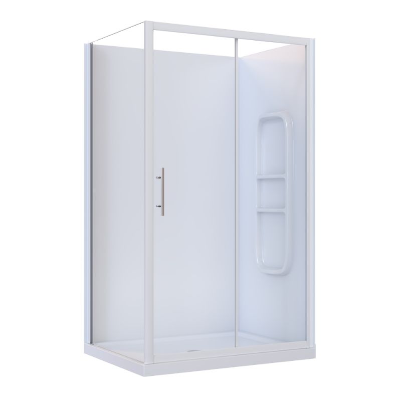 Brighton Framed Sliding Door 2-Sided Side Moulded Wall Right Shower Enclosure 1200 x 900 x ...