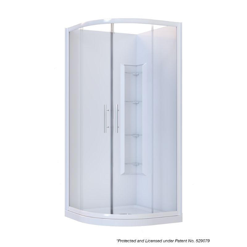 Brighton Framed Sliding Door 2-Sided Curved Corner Moulded Shower 1000 x 1000 x 1950mm White Brighton Framed Sliding Door 2-Sided Curved Corner Moulded Shower 1000 x 1000 x 1950mm White