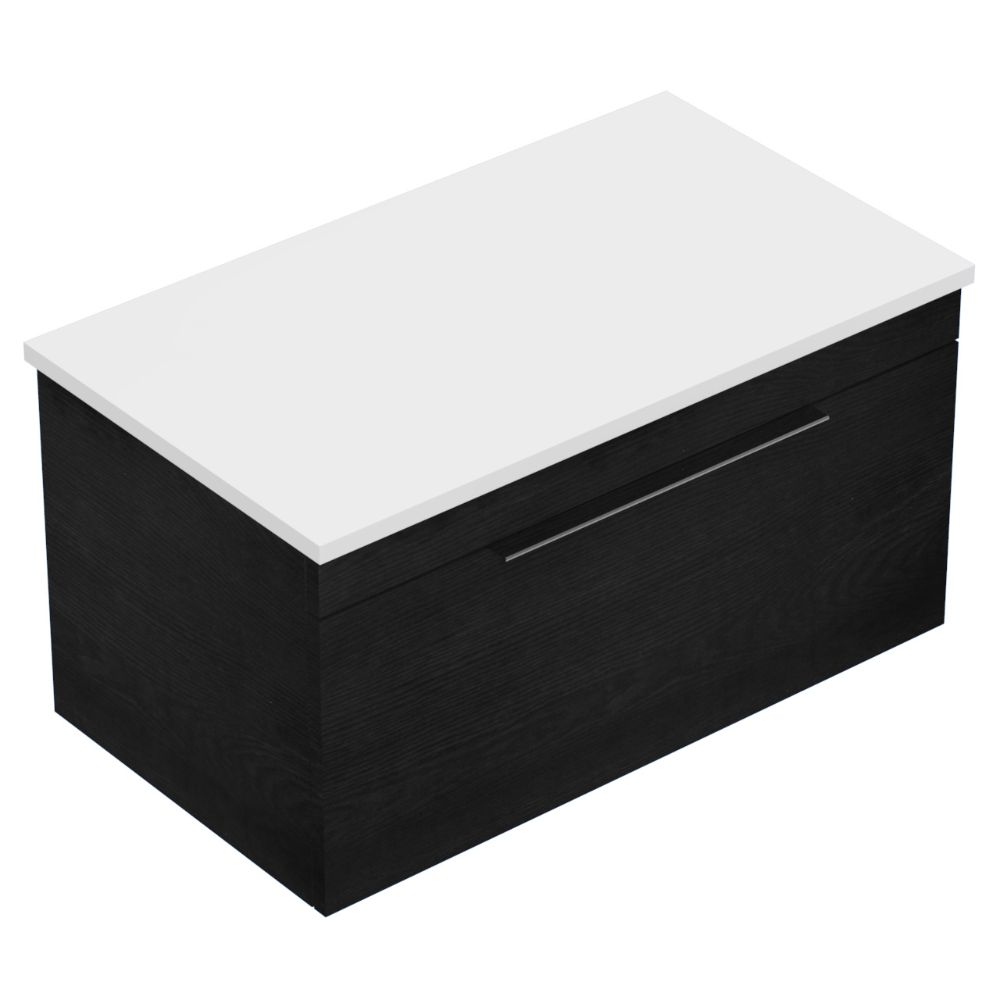 Adesso Urban Wallhung Vanity with Solid Surface Top 800mm 1-drawer Burnished Wood UR80SS.BW Adesso Urban Wallhung Vanity with Solid Surface Top 800mm 1-drawer Burnished Wood UR80SS.BW