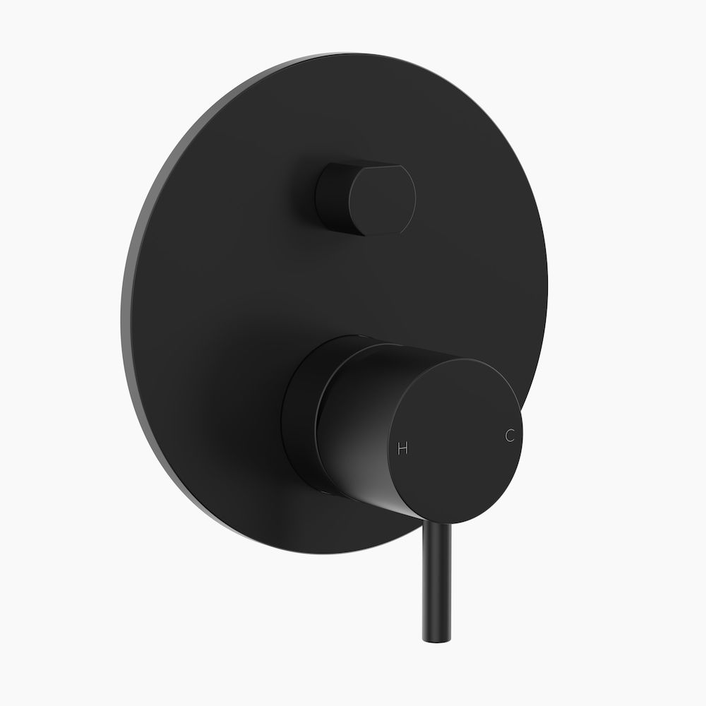 Round Pin Wall Mixer with Diverter Matte Black CL10028.B Round Pin Wall Mixer with Diverter Matte Black CL10028.B