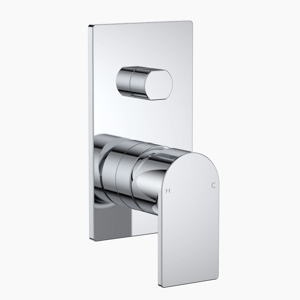 Round Square Wall Mixer with Diverter Chrome CL10033.C Round Square Wall Mixer with Diverter Chrome CL10033.C