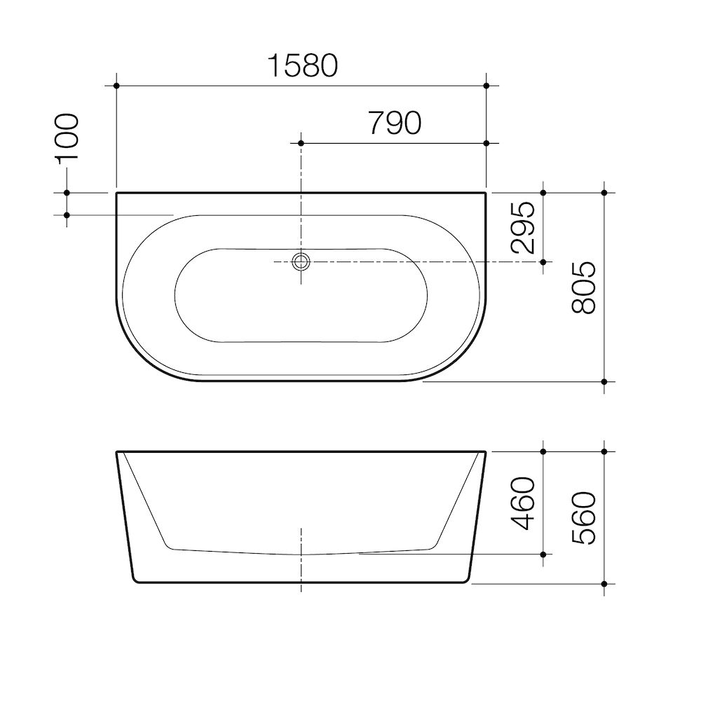 Urbane II 1600 Back To Wall Freestanding Bath AU6WFW