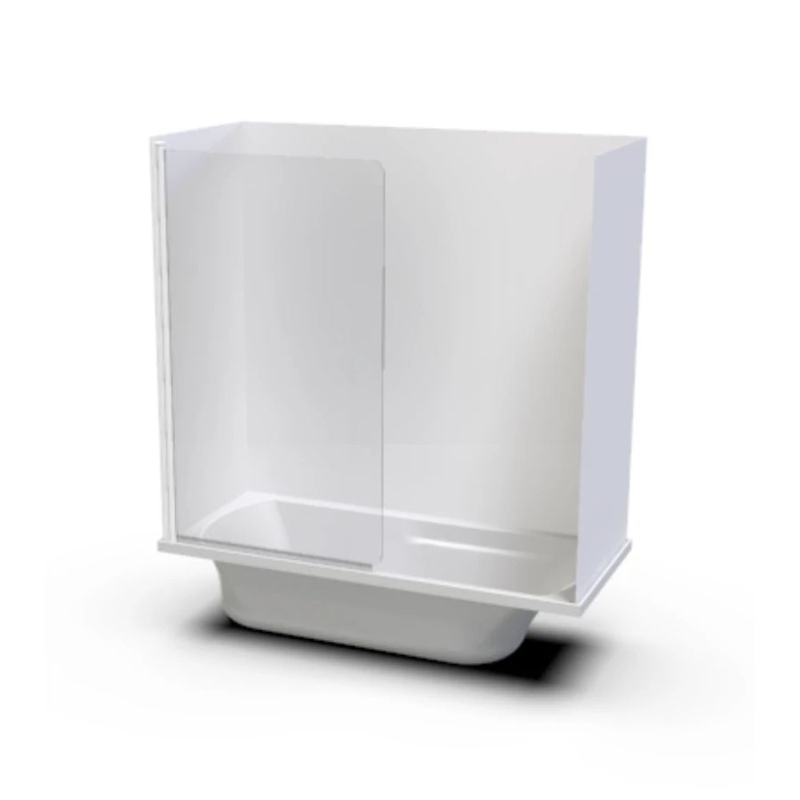 Matisse 1655 x 740 x 420mm 3 Sided Acrylic Flat Wall Shower Over Bath 900 x 1500mm Swing Door 0B50003F Matisse 1655 x 740 x 420mm 3 Sided Acrylic Flat Wall Shower Over Bath 900 x 1500mm Swing Door 0B50003F