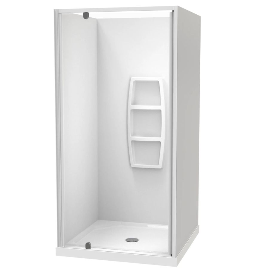 Sierra 1000mm Square Shower 3-Sided Moulded Wall Pivot Door Centre Waste White 1SI2W111MB1X Sierra 1000mm Square Shower 3-Sided Moulded Wall Pivot Door Centre Waste White 1SI2W111MB1X