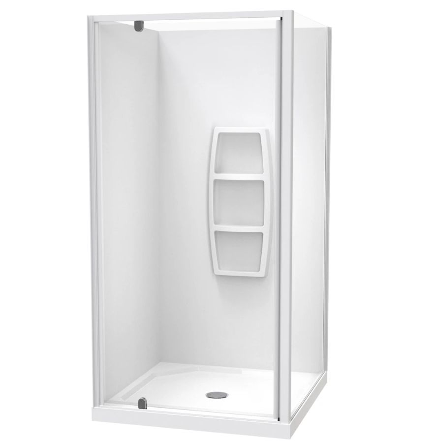 Sierra 1000 x 1000mm 2 Sided Acrylic Square Shower Moulded Wall Pivot Door Centre Waste White 1SI2W11SMS1X Sierra 1000 x 1000mm 2 Sided Acrylic Square Shower Moulded Wall Pivot Door Centre Waste White 1SI2W11SMS1X
