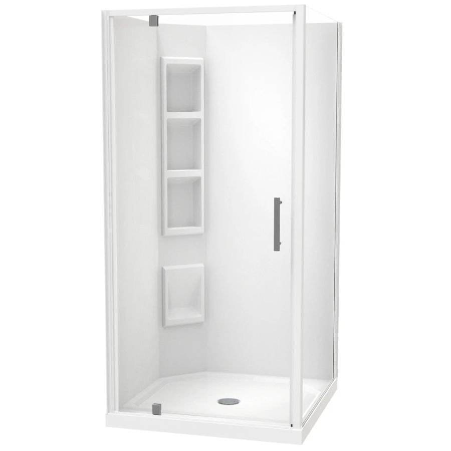 Millennium Shower 1000mm Square 2-Sided Moulded Wall Centre Waste White ...