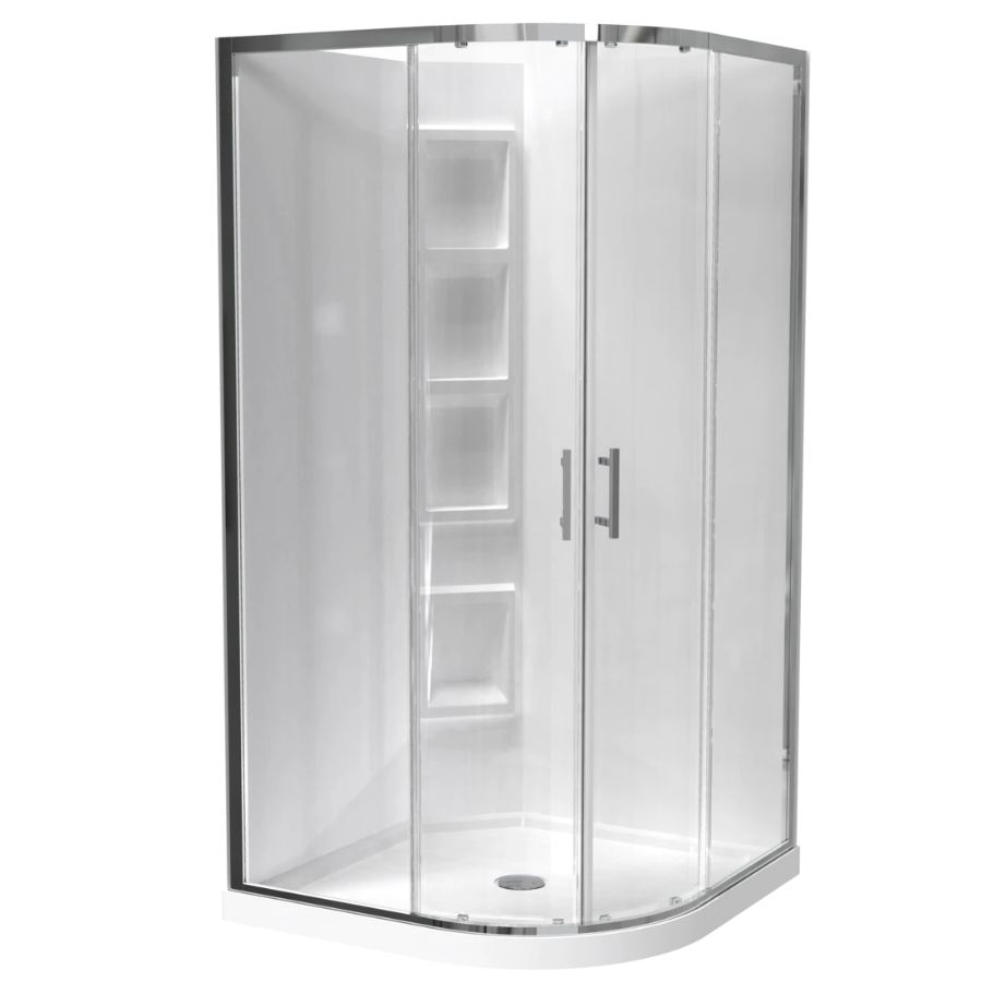 Cezanne 1000 x 1000mm 2 Sided Acrylic Shower Moulded Wall Rounded Sliding Door Centre Waste Bright 1CZ2B11RMCRX Cezanne 1000 x 1000mm 2 Sided Acrylic Shower Moulded Wall Rounded Sliding Door Centre Waste Bright 1CZ2B11RMCRX