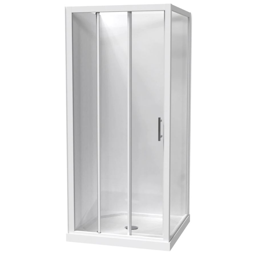 Cezanne Square Shower 1000mm 2-Sided Flat Wall Sliding Door White 1CZ2W11SFL1X Cezanne Square Shower 1000mm 2-Sided Flat Wall Sliding Door White 1CZ2W11SFL1X