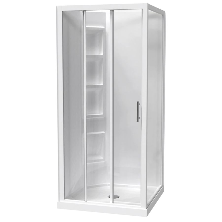 Cezanne Shower Enclosure Square 1000mm 2-Sided Moulded Corner Sliding Door White 1CZ2W11SMC1X Cezanne Shower Enclosure Square 1000mm 2-Sided Moulded Corner Sliding Door White 1CZ2W11SMC1X