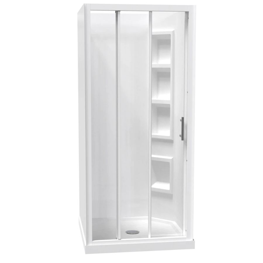 Cezanne Shower Square 900mm 3-Sided Moulded Right Hand Corner Sliding Door White 1CZ2W999MR9X Cezanne Shower Square 900mm 3-Sided Moulded Right Hand Corner Sliding Door White 1CZ2W999MR9X