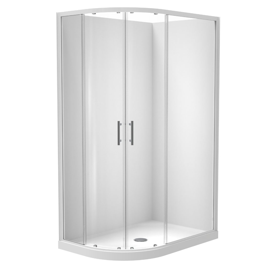 Luna Shower Enclosure 1200 x 800mm Round Flat Wall White 1LU2W28RFLRX