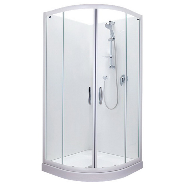 Calmo 900 x 900mm Round Sliding Flat Wall Shower White Calmo 900 x 900mm Round Sliding Flat Wall Shower White