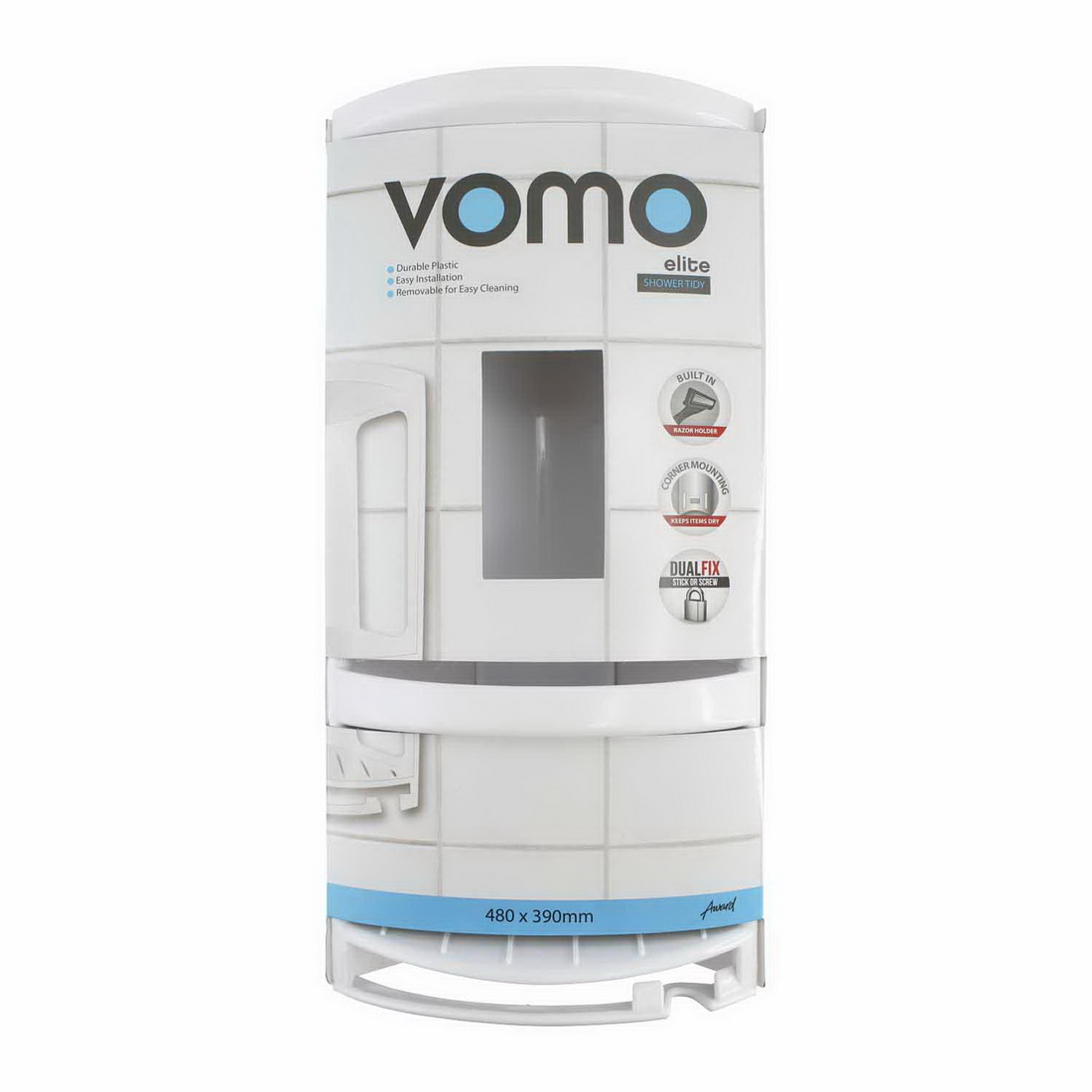 Vomo Elite 480 x 390mm Plastic Tidy Shower Caddy White Vomo Elite 480 x 390mm Plastic Tidy Shower Caddy White
