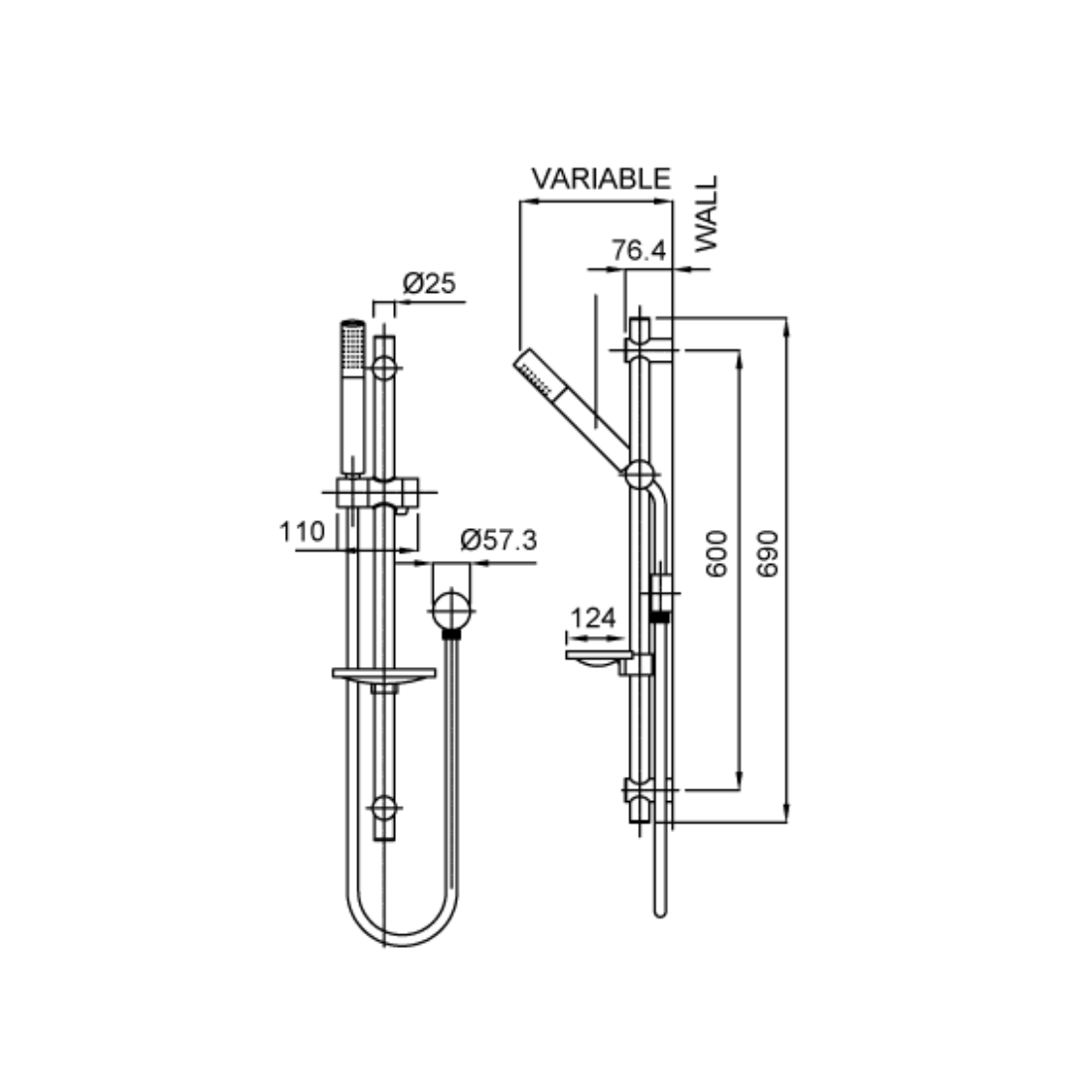 Echo Rail Shower Minimalist Slide Chrome EM8510 | PlaceMakers NZ