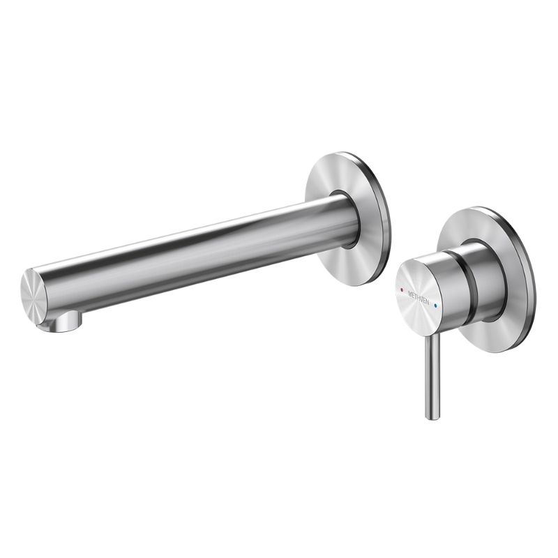 Turoa Wall Mounted Basin Mixer With Spout Stainless Steel TUWBSS Turoa Wall Mounted Basin Mixer With Spout Stainless Steel TUWBSS