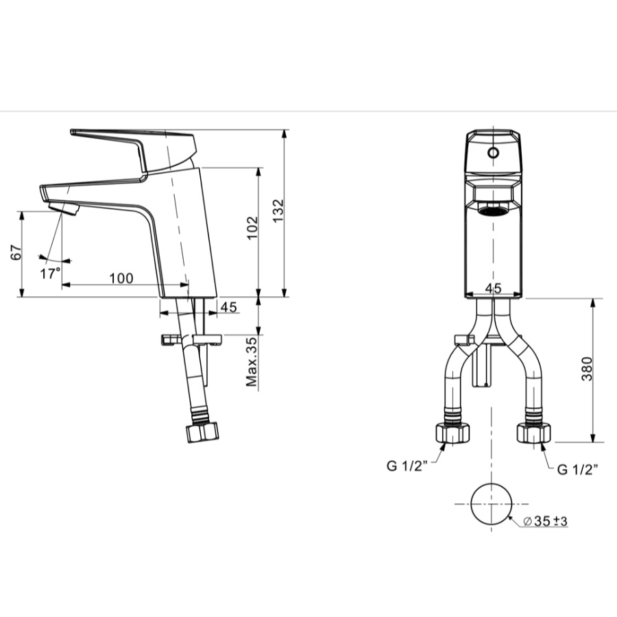 Simplicity Basin Mixer 132mm With Spout Chrome 31251.02 PlaceMakers NZ