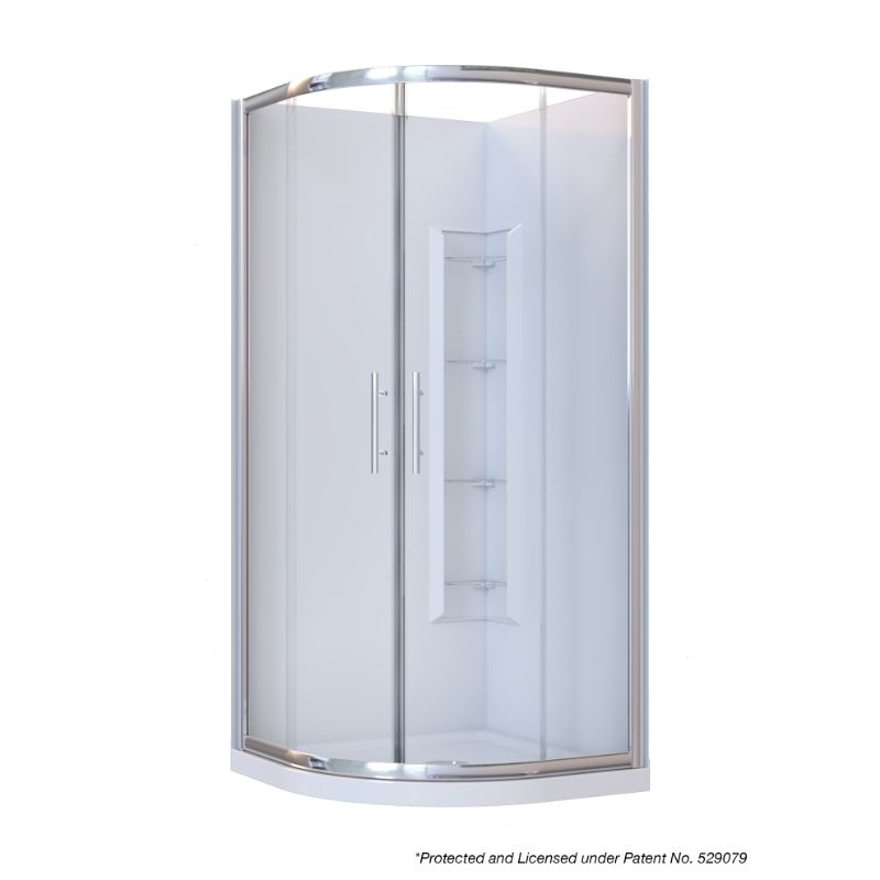 Brighton Framed Sliding Door 2-Sided Curved Corner Moulded Wall Shower ...