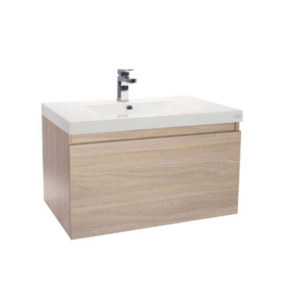 Valencia Single Drawer Wall-Hung Vanity 750mm Salty Elm 77298A-LW Valencia Single Drawer Wall-Hung Vanity 750mm Salty Elm 77298A-LW