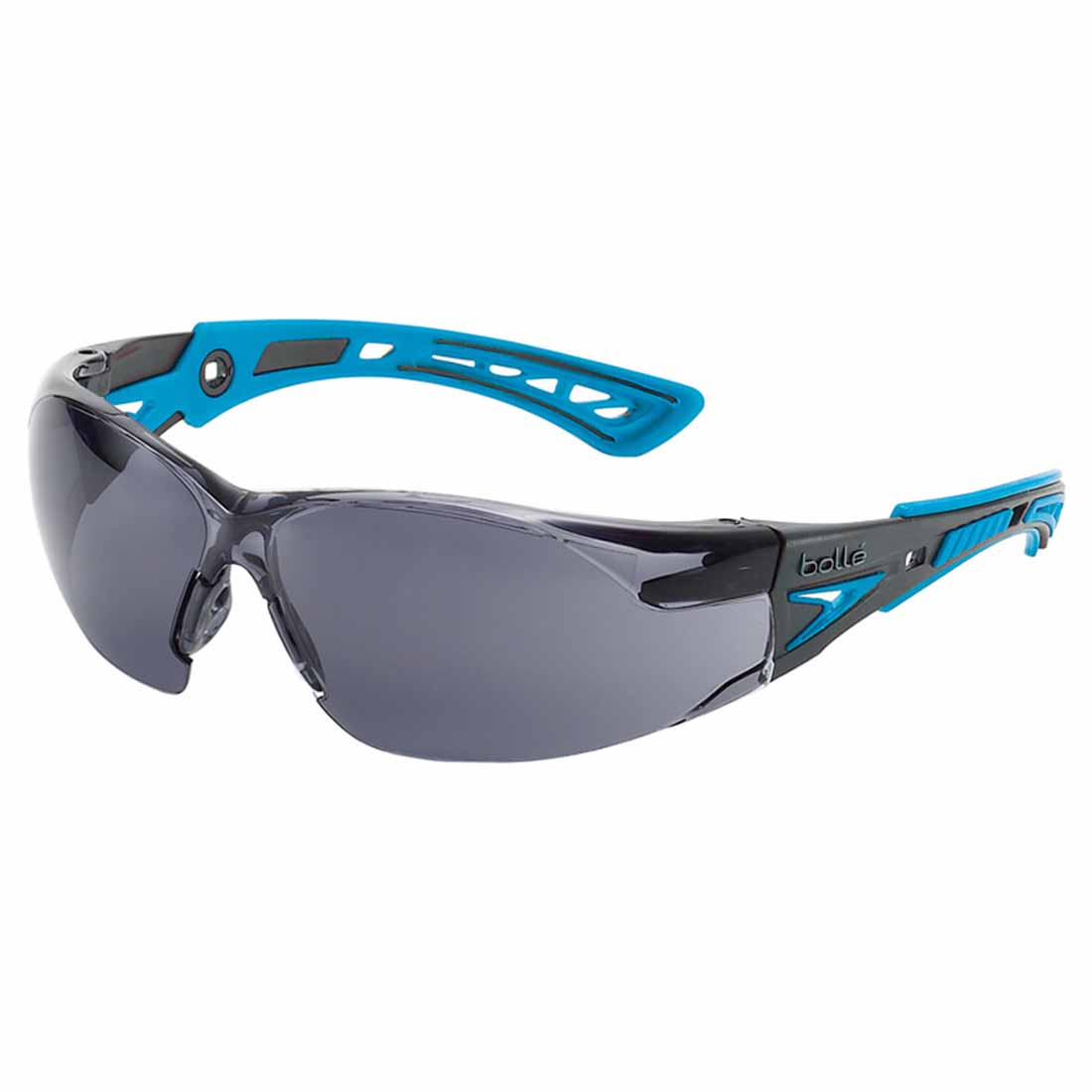 Safety Rush Plus Safety Glasses Smoke Lens Blue/Black Arms Safety Rush Plus Safety Glasses Smoke Lens Blue/Black Arms