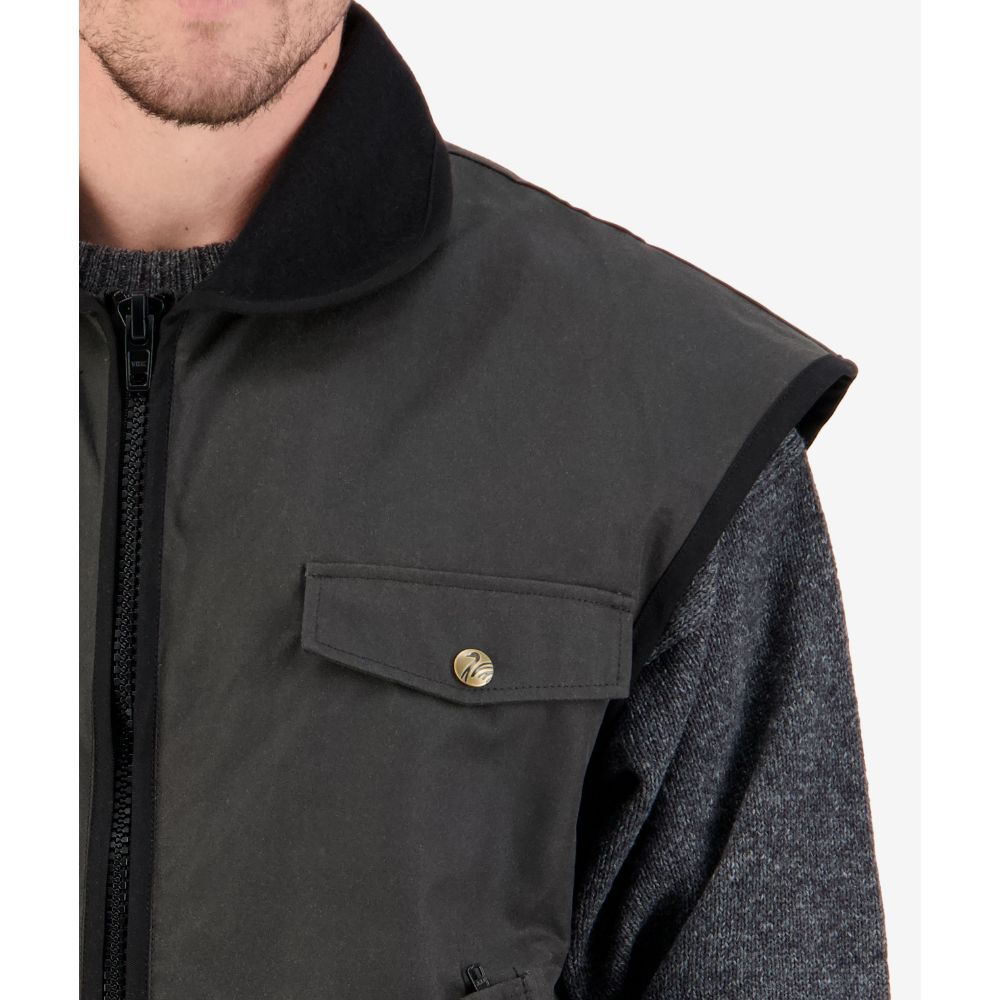 Nullarbor Oilskin Vest Brown – Unisex Adult, Polar Fleece Lined, Free Storage Bag