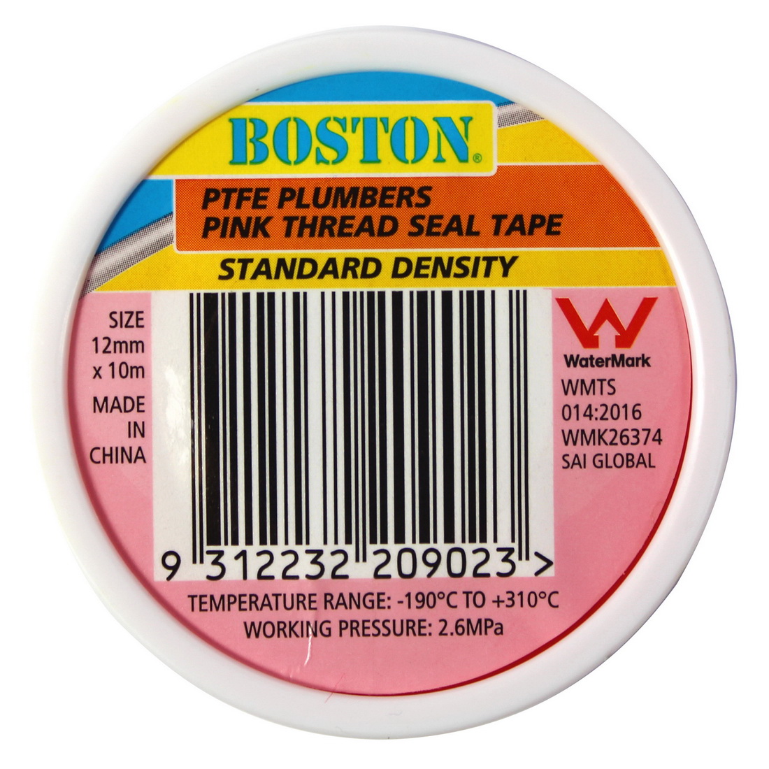 12mm x 10m Standard Density Thread Seal Tape Pink 12mm x 10m Standard Density Thread Seal Tape Pink