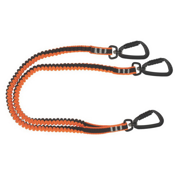 Twin Tail Tool Lanyard with 3 x Double Action Karabiners Hi-Vis Orange Twin Tail Tool Lanyard with 3 x Double Action Karabiners Hi-Vis Orange