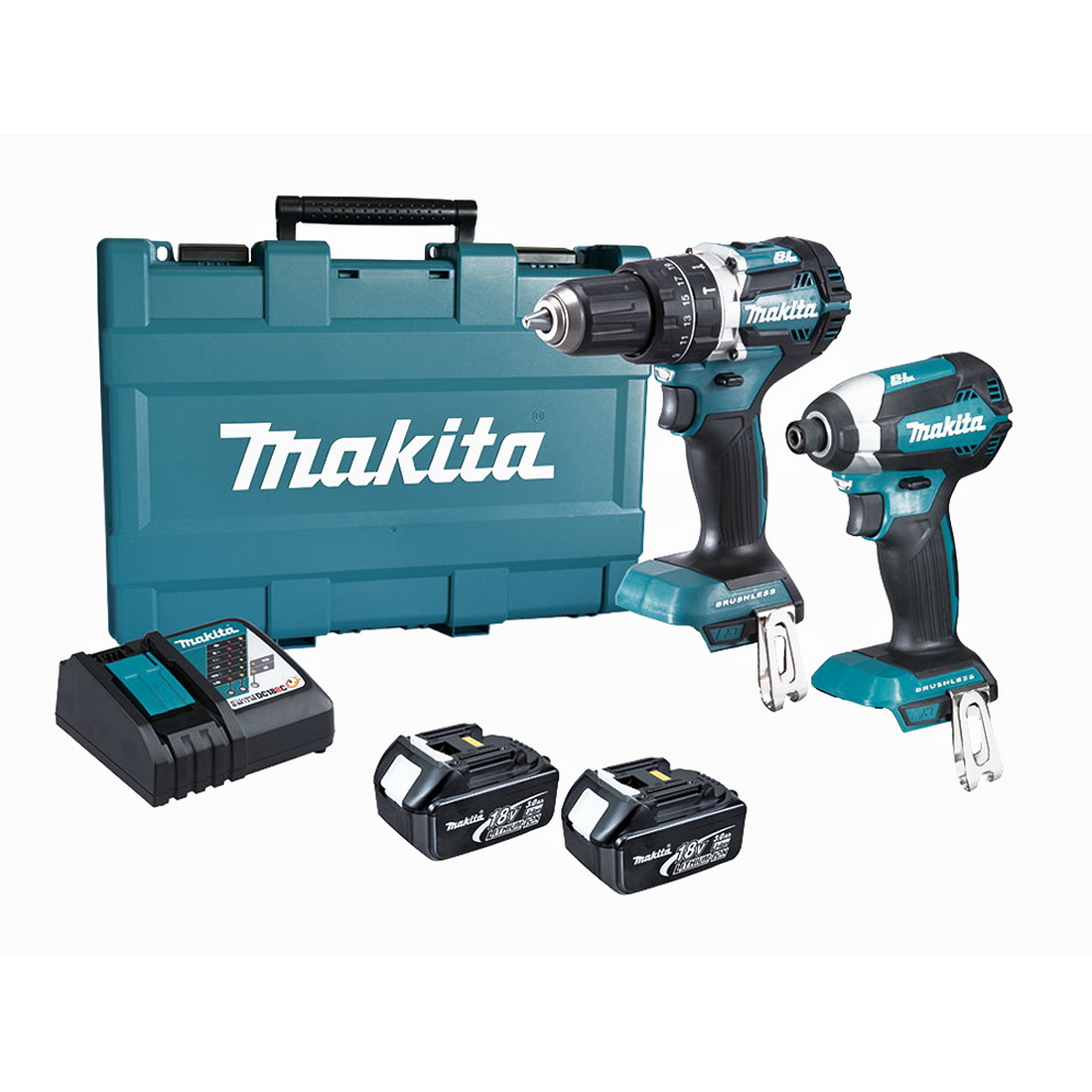 18V 3Ah 2 Piece Li-Ion Brushless Hmr Drill Driver & Imp Driver Kit 18V 3Ah 2 Piece Li-Ion Brushless Hmr Drill Driver & Imp Driver Kit
