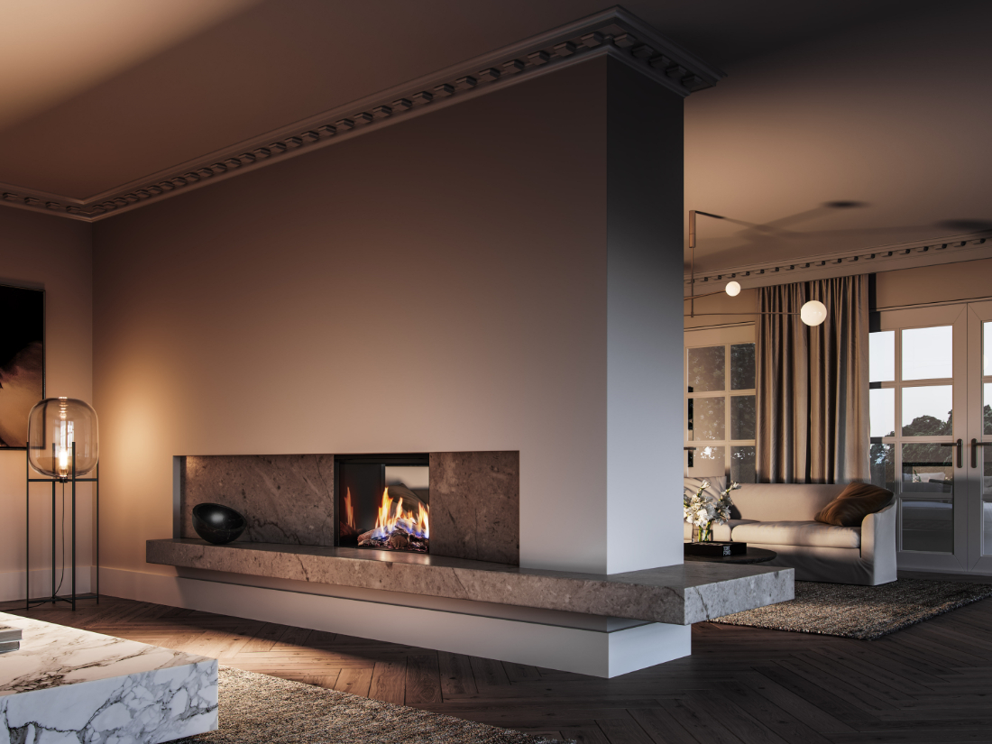 Linear 800-DF Double Sided Natural Gas Fire w/ Flametech Linear 800-DF Double Sided Natural Gas Fire w/ Flametech