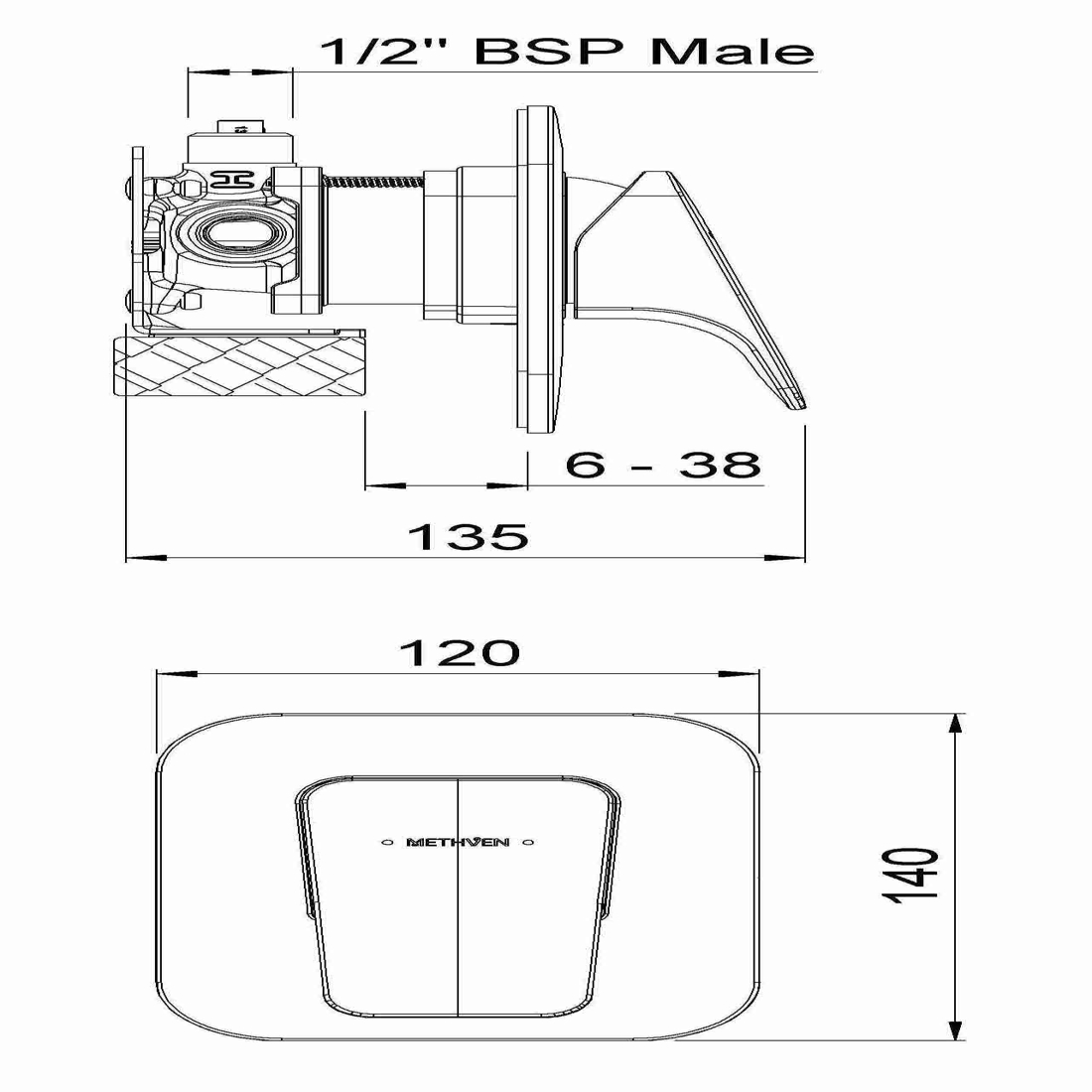 Waipori Shower Mixer with Fastflow II Matte Black WAAPS2BK PlaceMakers NZ