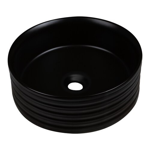 Coral Ridge Round Vessel Basin 385x385x135mm Vitreous China Matte Black Coral Ridge Round Vessel Basin 385x385x135mm Vitreous China Matte Black