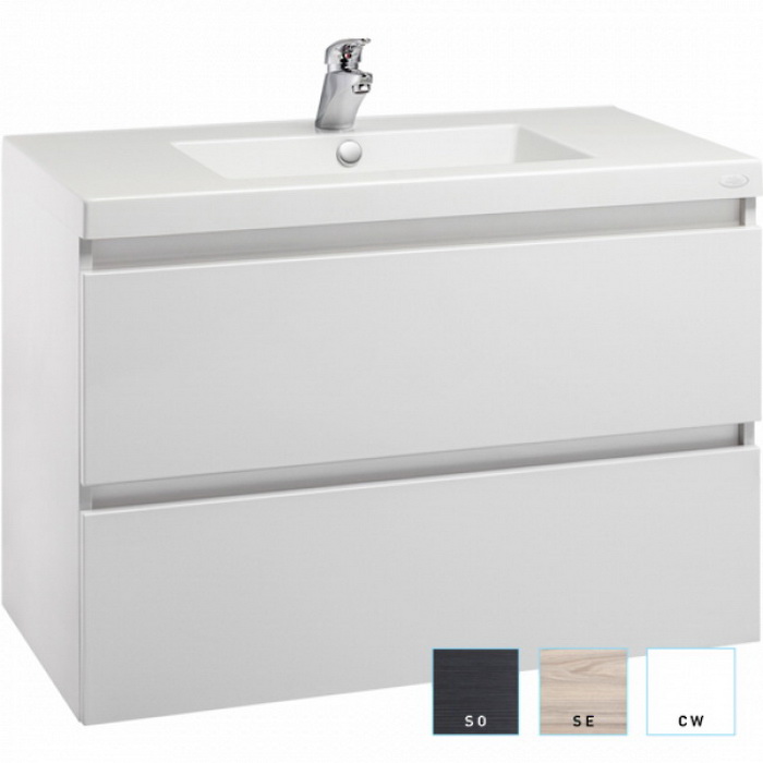 Valencia Vanity 900 Single Bowl 2 Drawer W/H White 30030A-0 Valencia Vanity 900 Single Bowl 2 Drawer W/H White 30030A-0