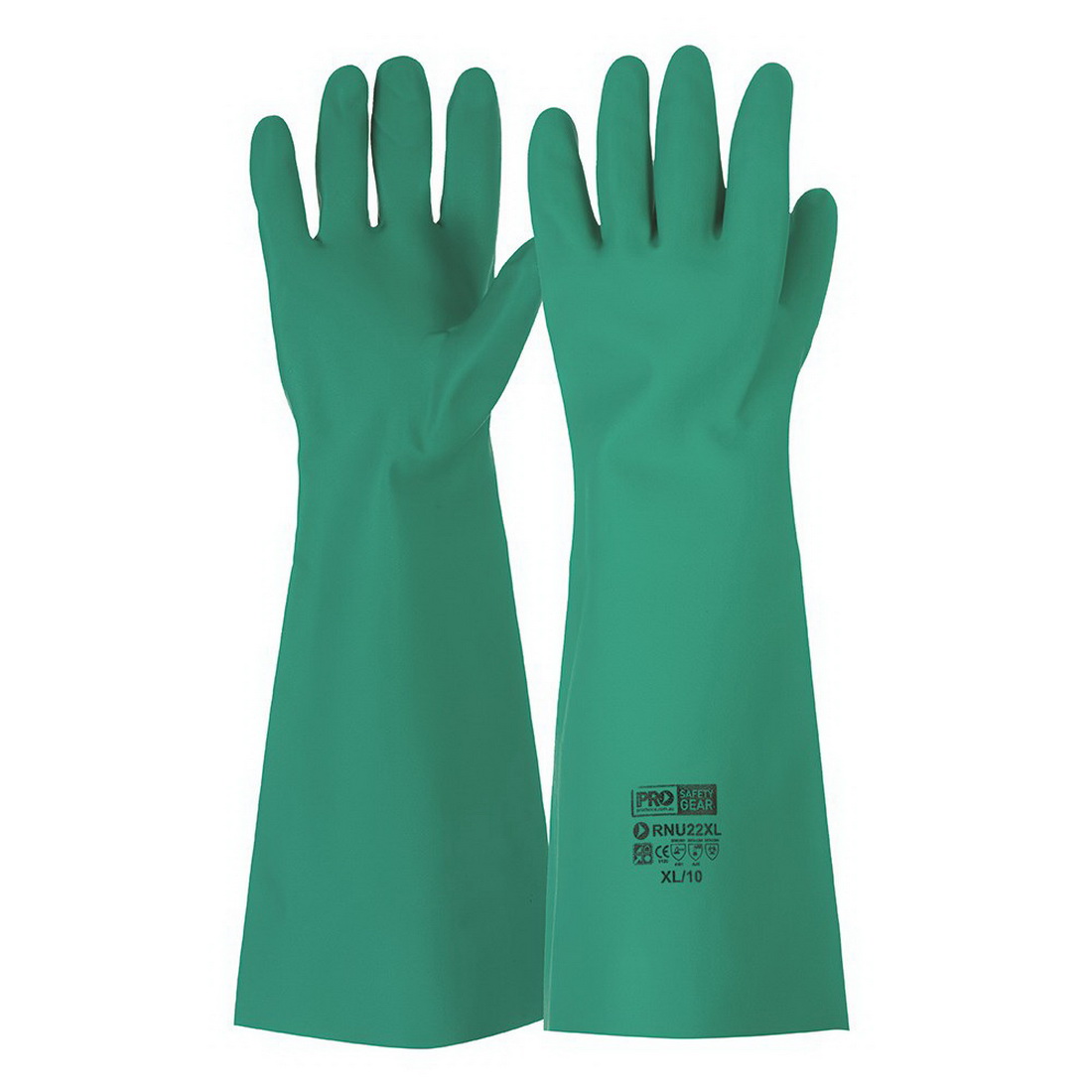 Chemical Resistant Gloves Nitrile Gauntlet Green 45cm Medium Rnu22m Placemakers Nz