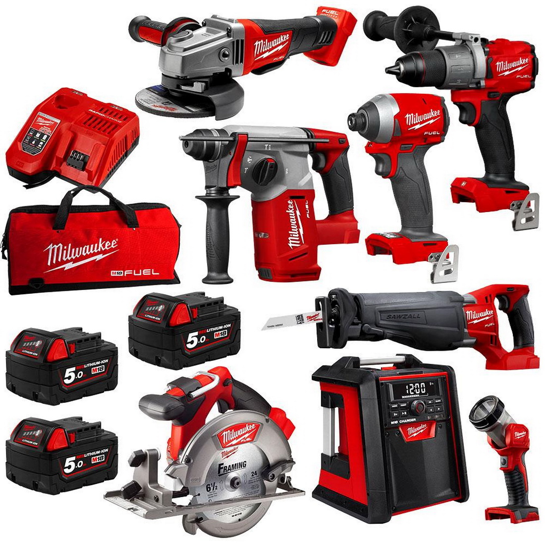 M18 FUEL Cordless Combo Kit 5.0Ah 8 Piece M18 FUEL Cordless Combo Kit 5.0Ah 8 Piece