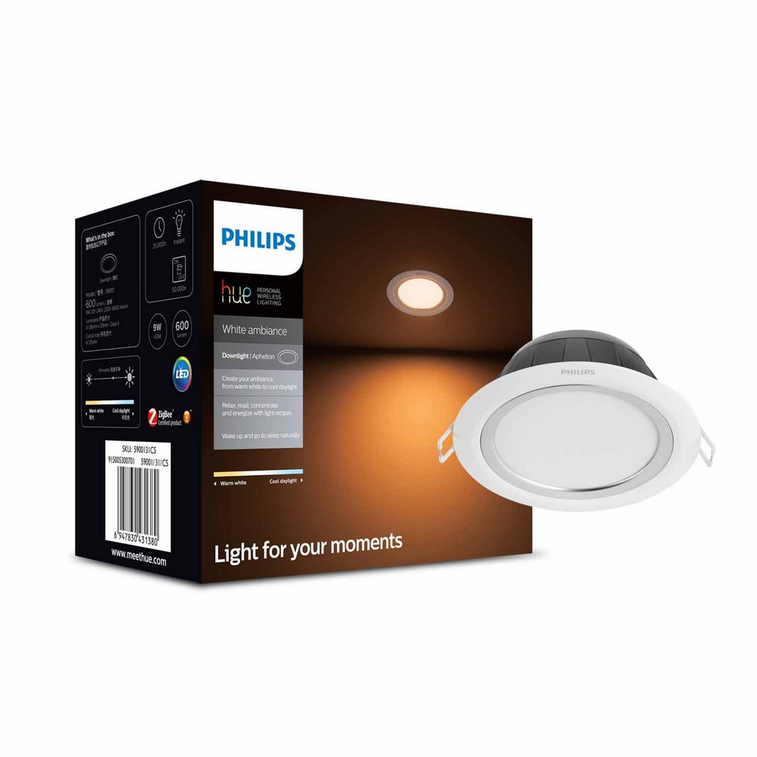 Hue 9W 230V 600lm 125mm Aphelion Downlight White Ambiance Hue 9W 230V 600lm 125mm Aphelion Downlight White Ambiance