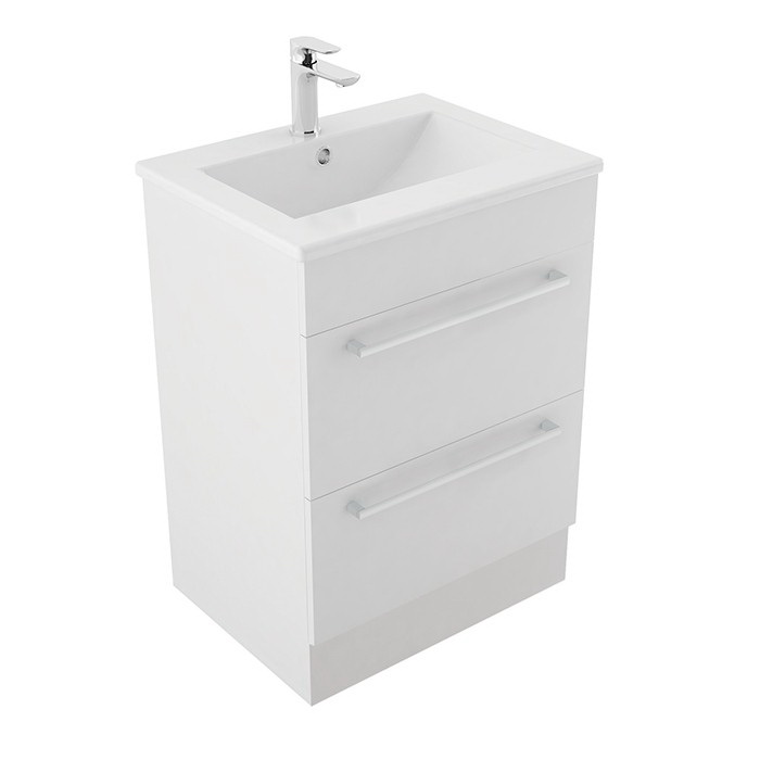 Verona Floor Standing Vanity 600mm 2 x Drawer Dezigna White Gloss Curved Vitreous China 86815.11 Verona Floor Standing Vanity 600mm 2 x Drawer Dezigna White Gloss Curved Vitreous China 86815.11
