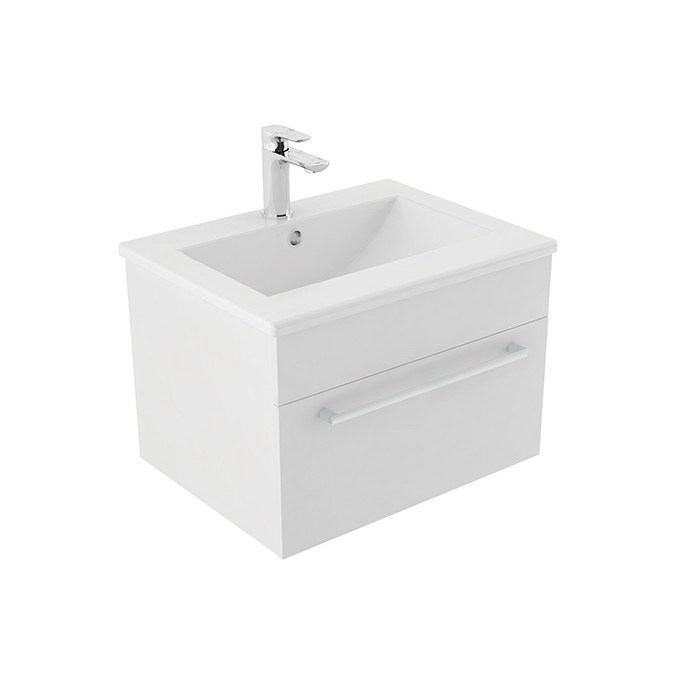 Verona Wall Hung Vanity 600mm 1 x Drawer Dezigna White Gloss Curved Vitreous China 86813.11 Verona Wall Hung Vanity 600mm 1 x Drawer Dezigna White Gloss Curved Vitreous China 86813.11