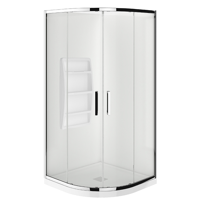 Evolve Round Shower Cubicle Round 928 Chrome Centre Waste Moulded Wall