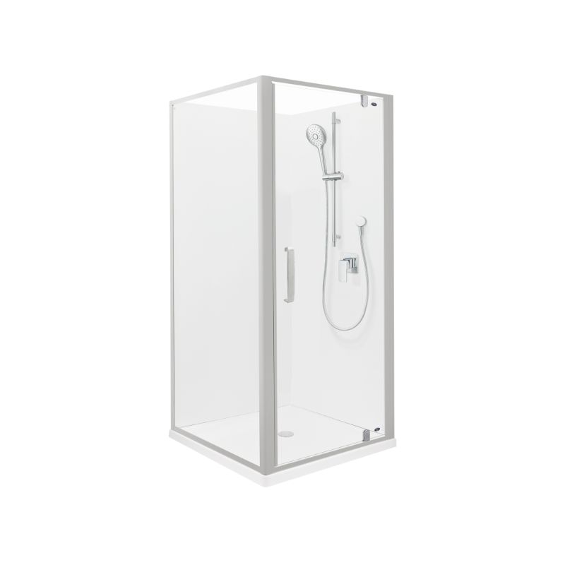 Ruby II Square Shower 900 x 900mm Flat Wall Centre Waste Satin Silver ...