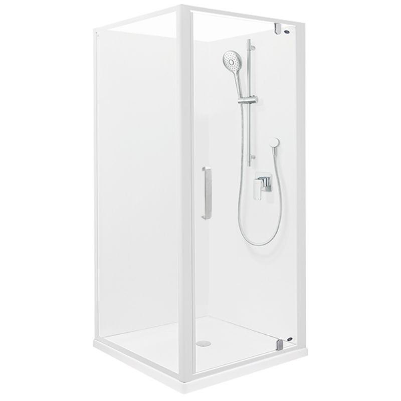 Ruby II Square Corner Shower 1000 x 1000mm White Frame with Flat Wall Ruby II Square Corner Shower 1000 x 1000mm White Frame with Flat Wall