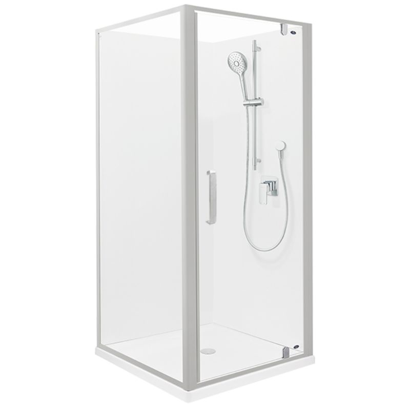 Ruby II Square Corner Shower 1000 x 1000mm Satin Frame with Flat Wall Ruby II Square Corner Shower 1000 x 1000mm Satin Frame with Flat Wall
