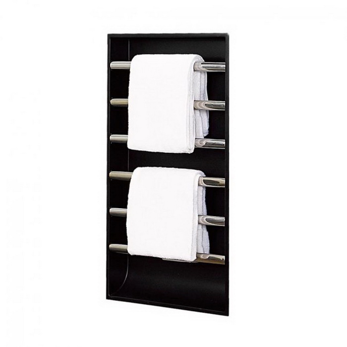 Easy Niche Towel Warmer 600 x 1200mm Matte Black/Polished Stainless Rails ENTW-RF612-B Easy Niche Towel Warmer 600 x 1200mm Matte Black/Polished Stainless Rails ENTW-RF612-B