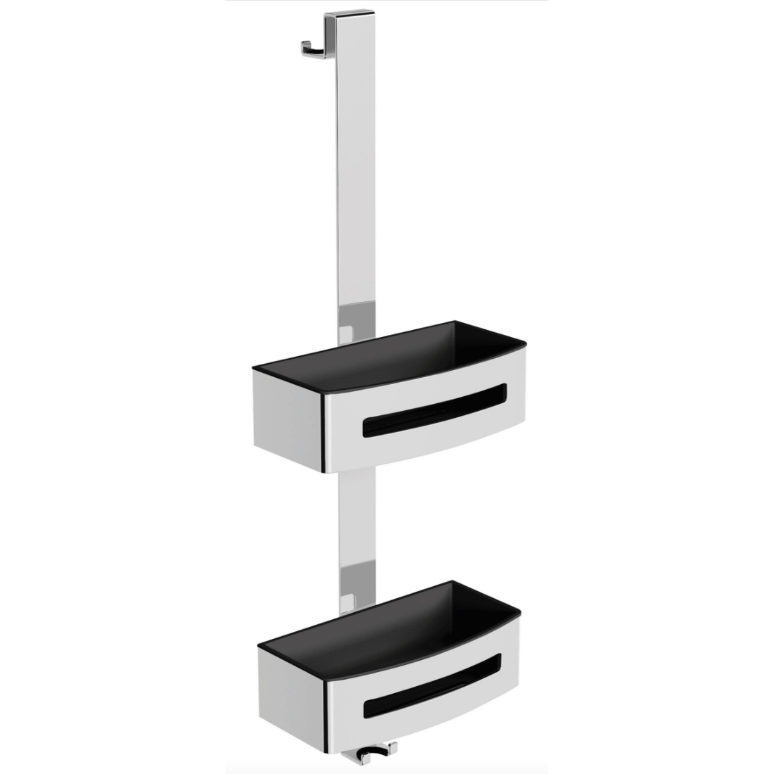 Edge Hanging Shower Caddy 2Tier With Hook Stainless Steel/Black