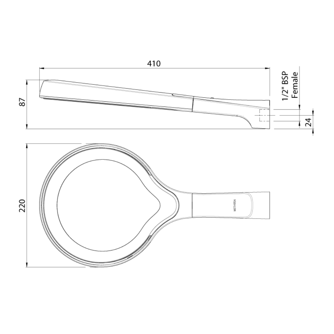 Aio Shower Aurajet Overhead Drencher Matte Black AOOSBK PlaceMakers NZ