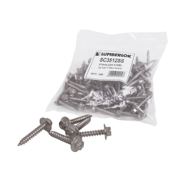 Screw Ss T304 12G 35mm T17 100Pk Screw Ss T304 12G 35mm T17 100Pk