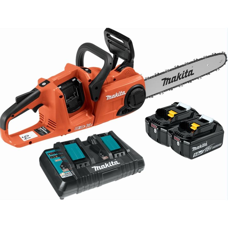 18V x 2 (36V) LXT Brushless 14' Makita Orange Chain Saw DUC353PT2R 18V x 2 (36V) LXT Brushless 14' Makita Orange Chain Saw DUC353PT2R