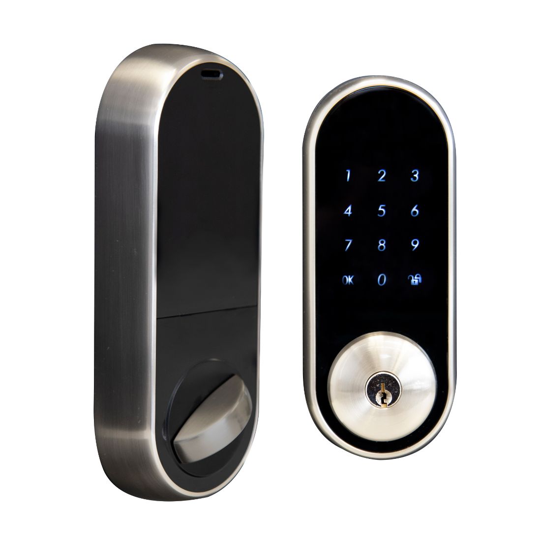Bluetooth Electronic D Bolt LockOval Brushed Nickel Bluetooth Electronic D Bolt LockOval Brushed Nickel