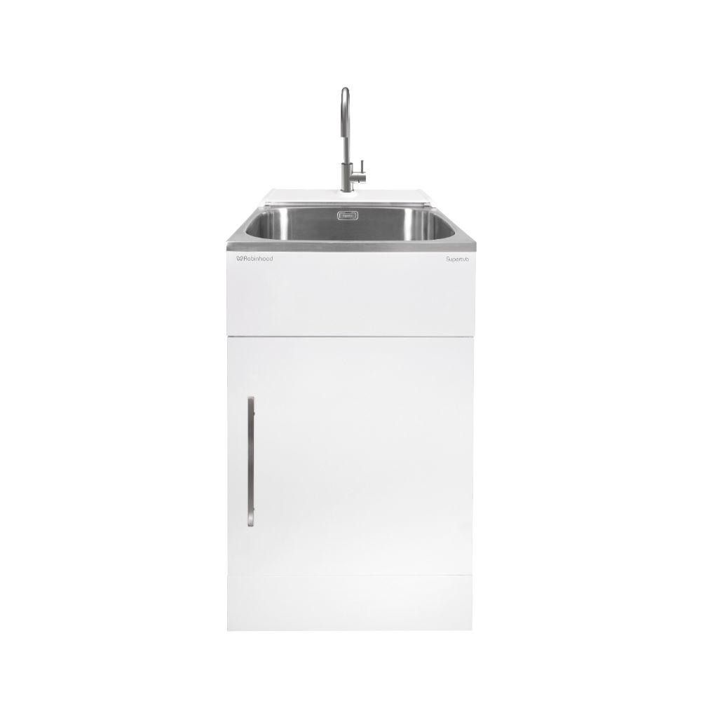 Supertub Series III Standard Size 1 Door Console Model Satin White SS Gooseneck Tap ST3703 Supertub Series III Standard Size 1 Door Console Model Satin White SS Gooseneck Tap ST3703